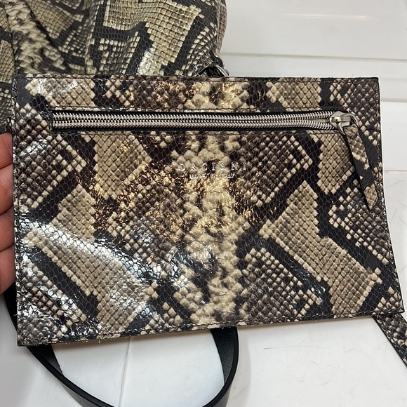 Orciani Snakeskin Print Patent Leather Tote Double Zip Shoulder Bag Italy - Picture 8 of 15